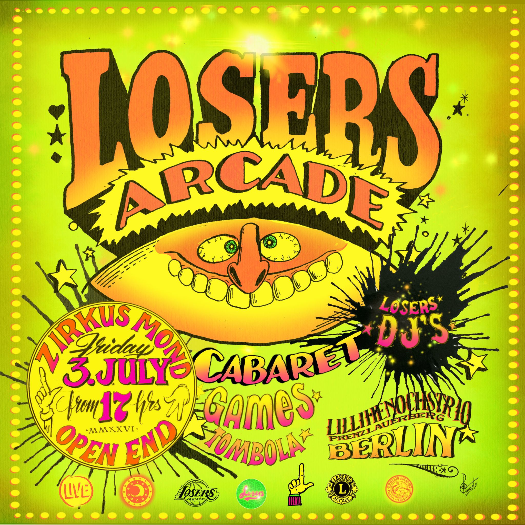Losers Arcade - Cabaret+ Games + Djs